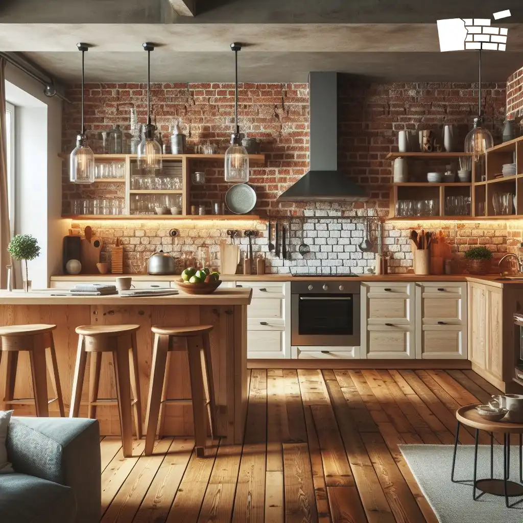 آجر رستیک در آشپزخانه